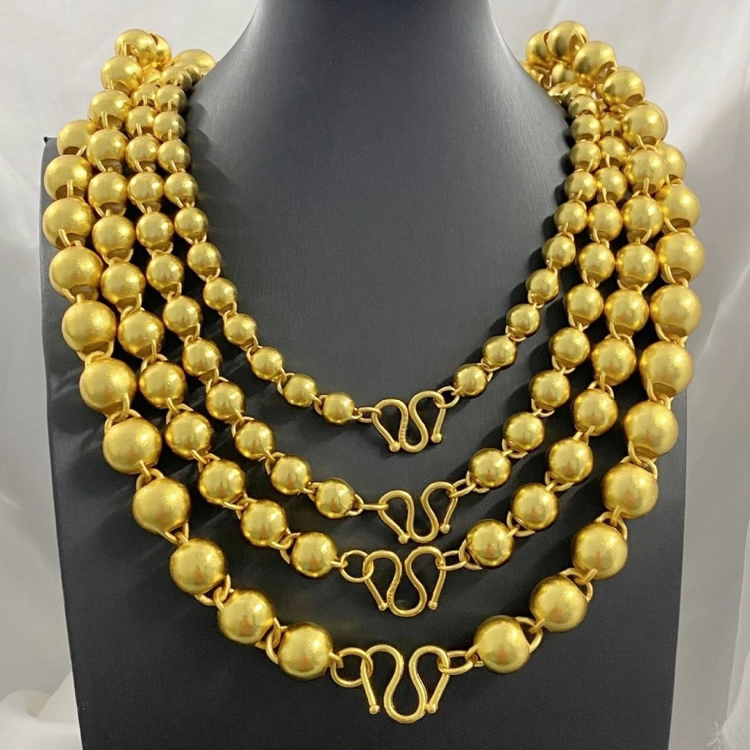 合金项链 （精工品质空心磨砂古法哑光圆珠项链不掉色简约时尚男女