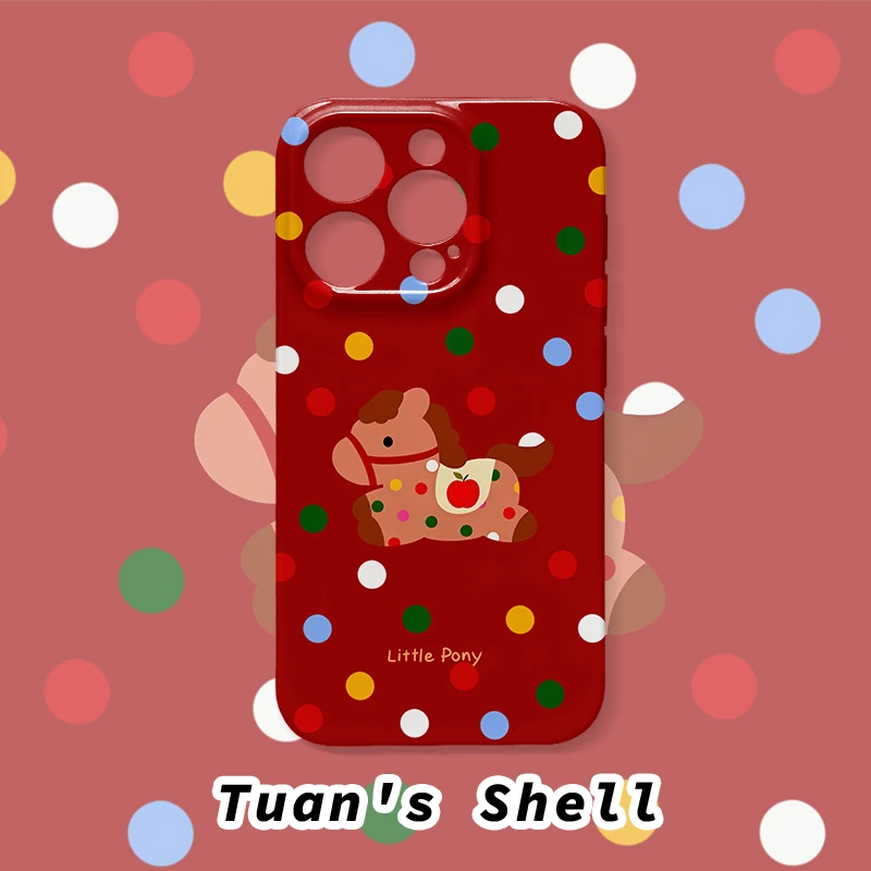 新年波点小马菲林软壳适用苹果VIVO华为OPPO小米荣耀一加手机壳