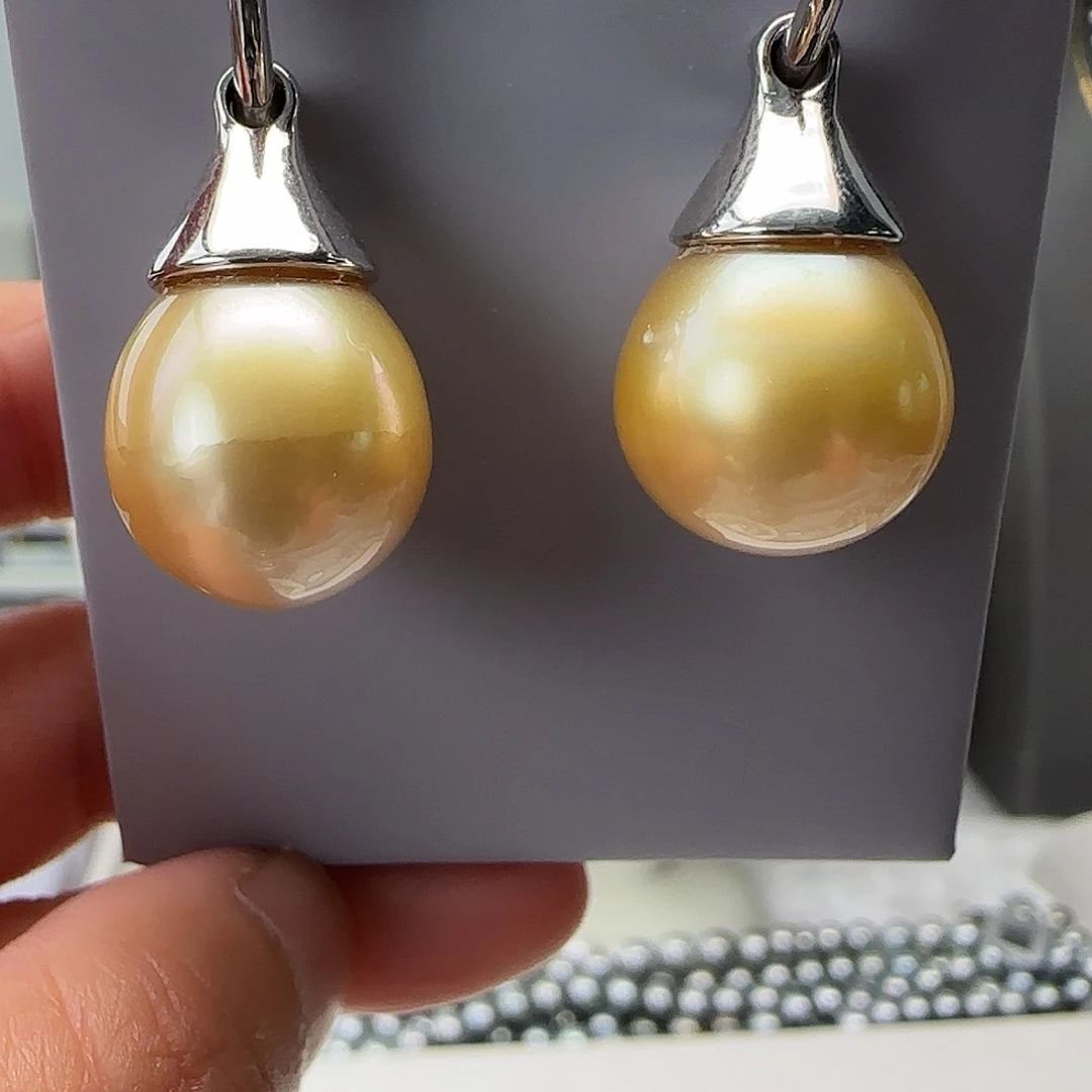 银S925镶嵌海水珍珠耳饰