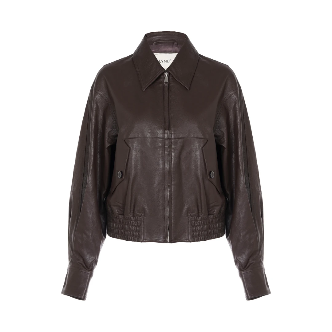 LYNEE【柏林印象】真皮短夹克女复古休闲皮衣短外套上衣LGD2FAL018
