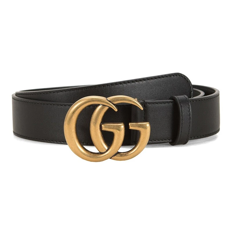 GUCCI/古驰经典情侣款金色双G徽标时尚潮流百搭腰带皮带414516