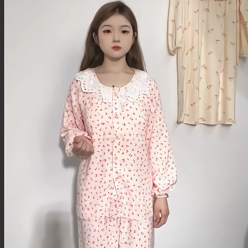 MG8007新款春秋季女士睡衣家居服套装