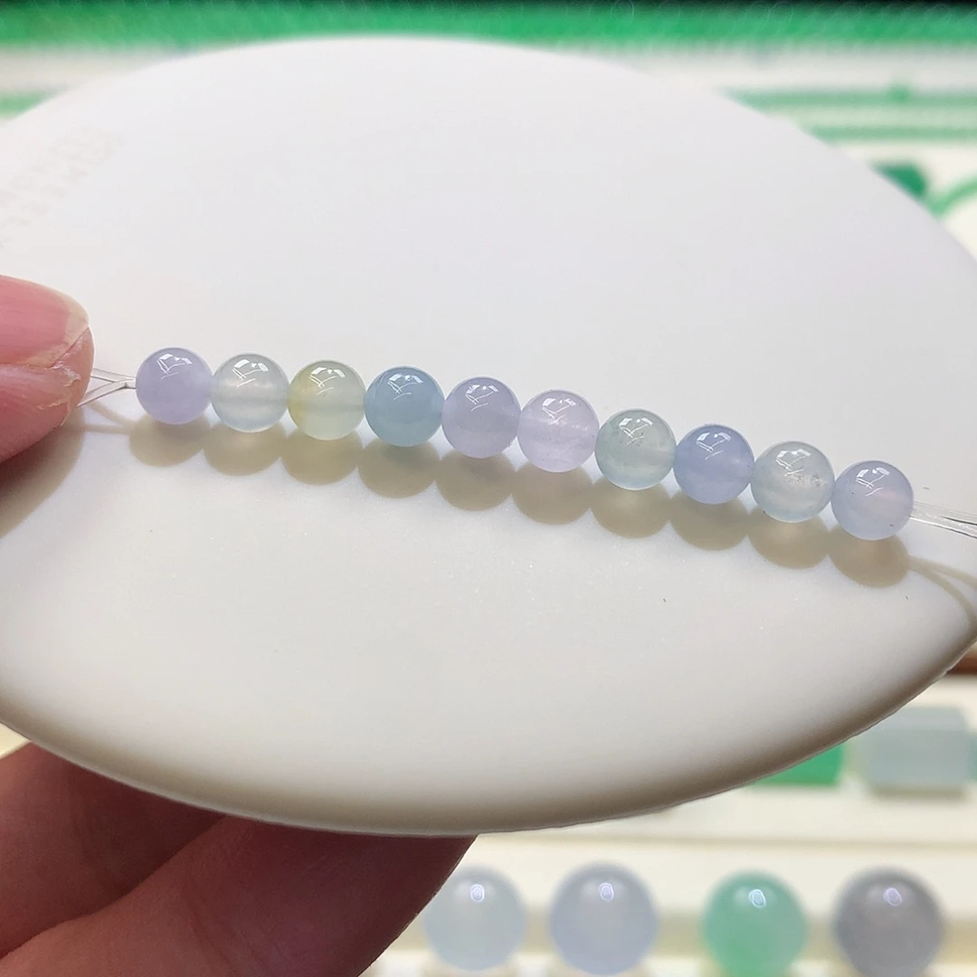 定制翡翠未镶嵌马卡隆一组5mm