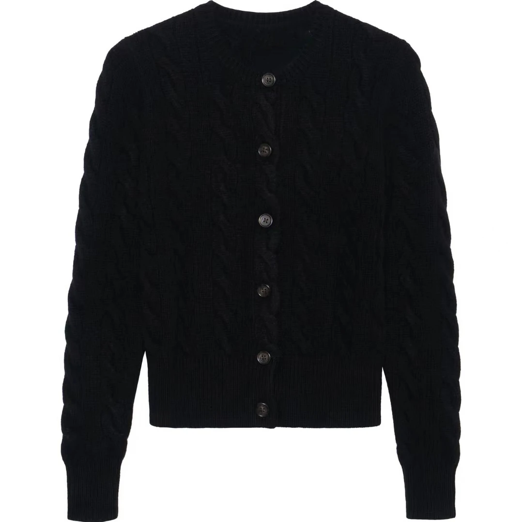 【可扫码】骑马打球经典针织绞花羊毛开衫80%羊毛20%羊绒修身显瘦款