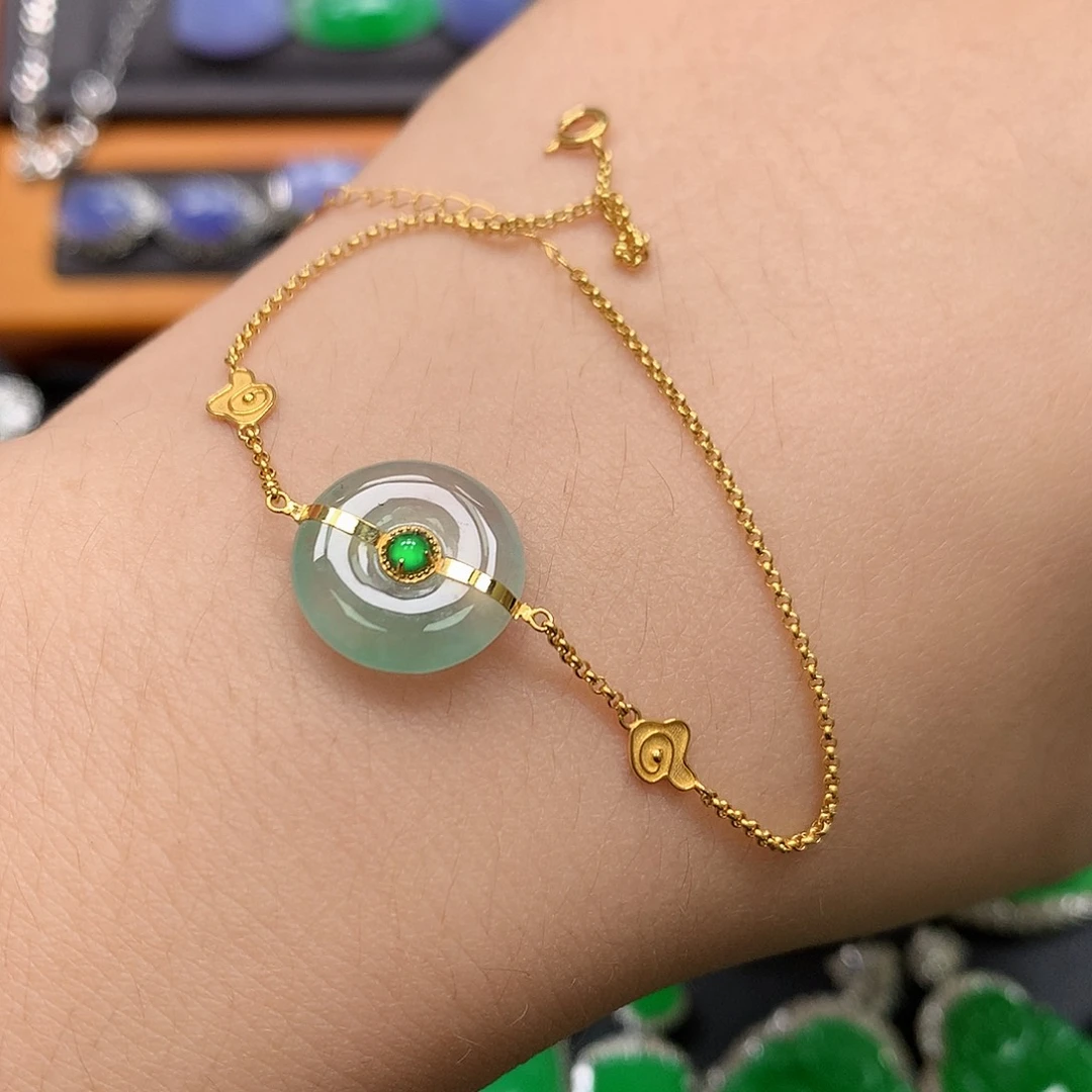 翡翠18K金镶嵌手链