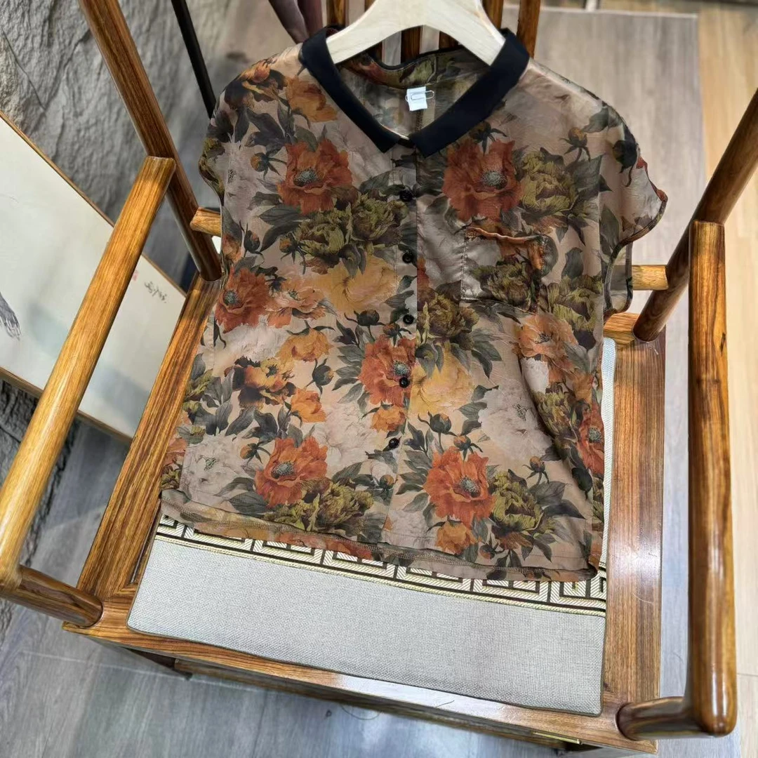 9511新款夏季优雅减龄碎花衬衫QZ