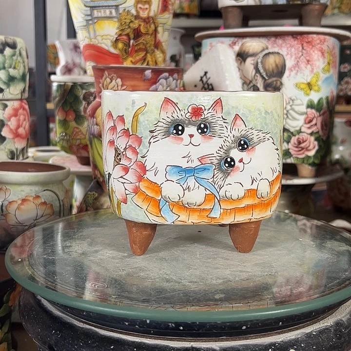 景德镇手绘花盆满38包邮