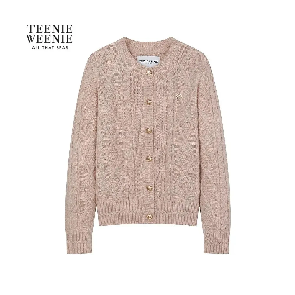 *TeenieWeenie小熊女毛针织衫25休闲舒适圆领提花开衫TTCK254TC2E