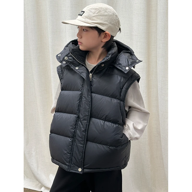 Mast安心绒冬装青少年中大童连帽马甲外穿2025亲子装男女背心保暖