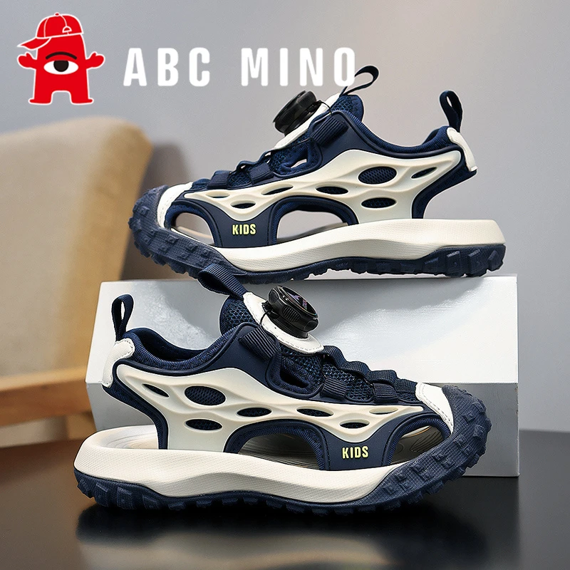 ABC MINO男童运动凉鞋秋季新款儿童防滑网面沙滩凉拖男孩包头防踢