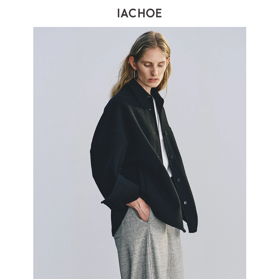 IACHOE衬衫款羊毛羊绒毛呢外套3561566006