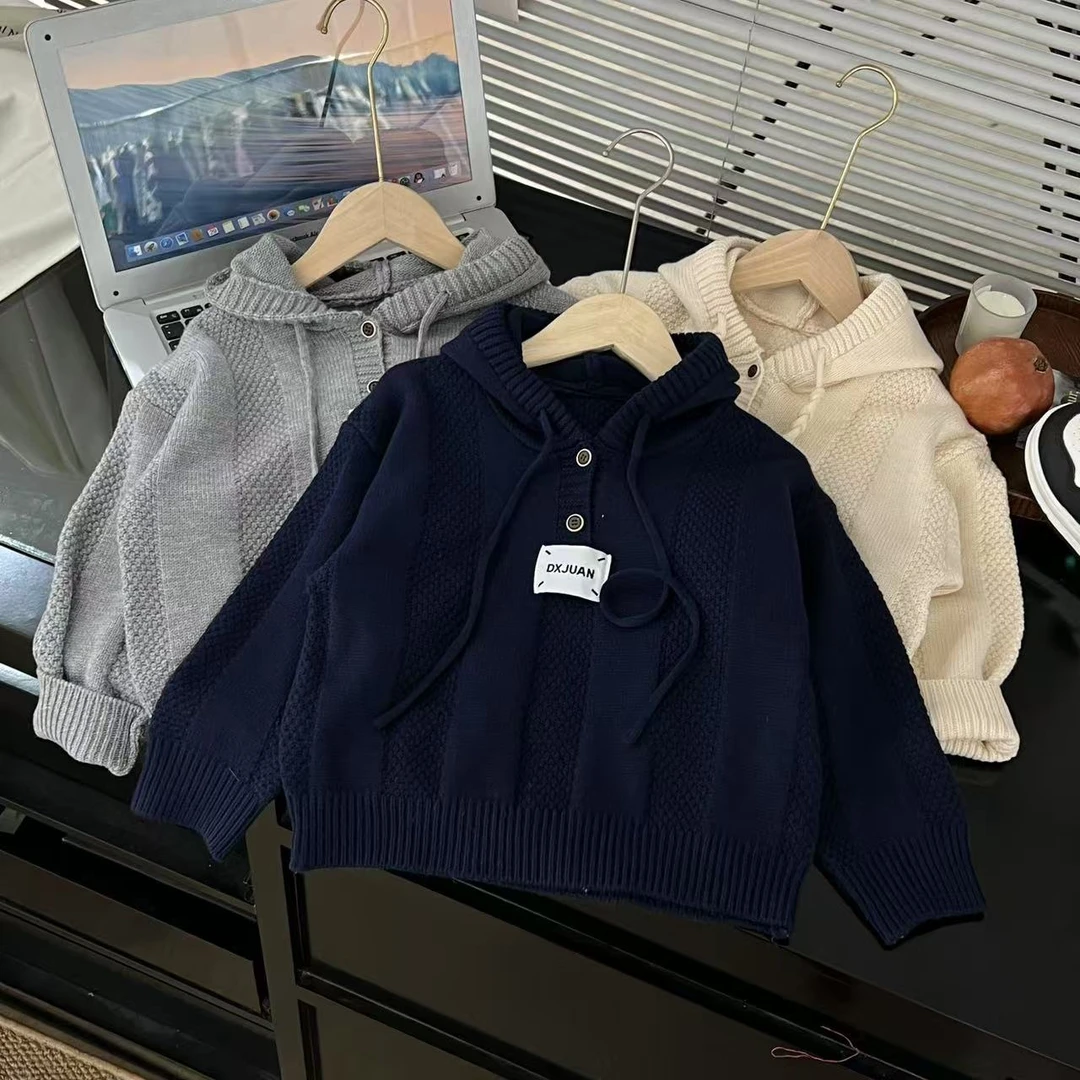 【满姐】2025春季新款时尚潮流套头帽衫男女童亲子针织衫毛衣7002