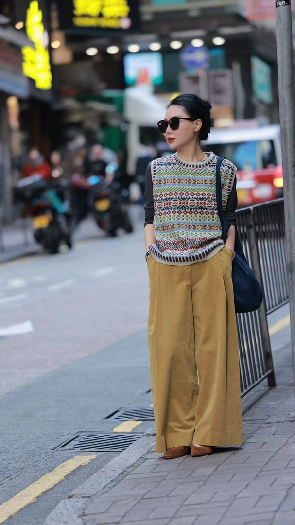 【那尚新品】简约时尚阔腿灯芯绒长裤