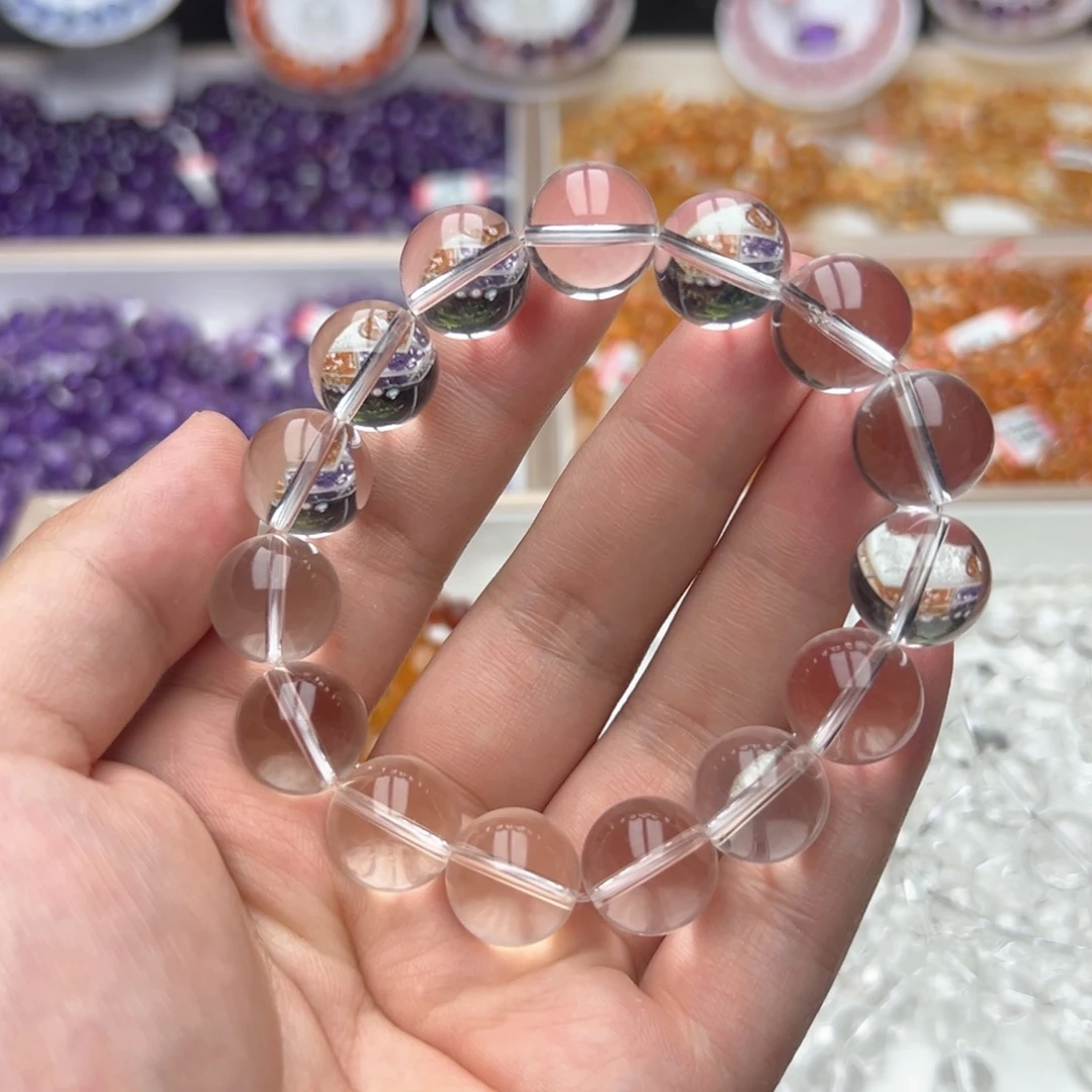 水晶手链未镶嵌天然双A全净体白水晶