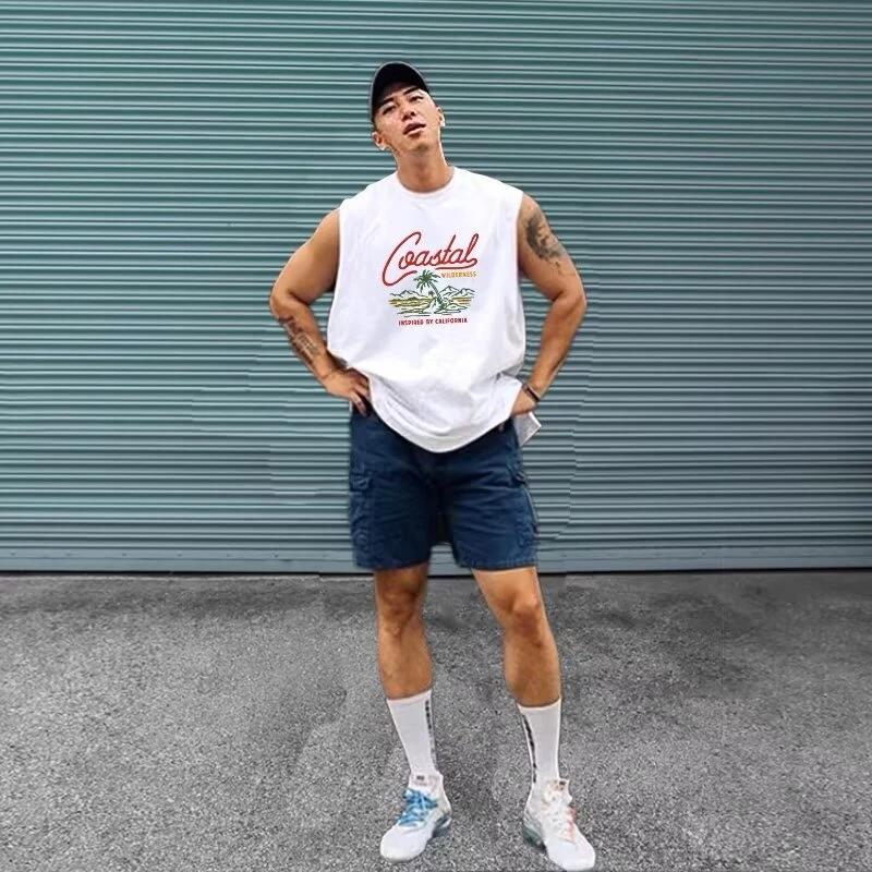 男士背心ins潮牌夏季时尚潮流坎肩上衣服2025新款圆领宽松无袖t恤