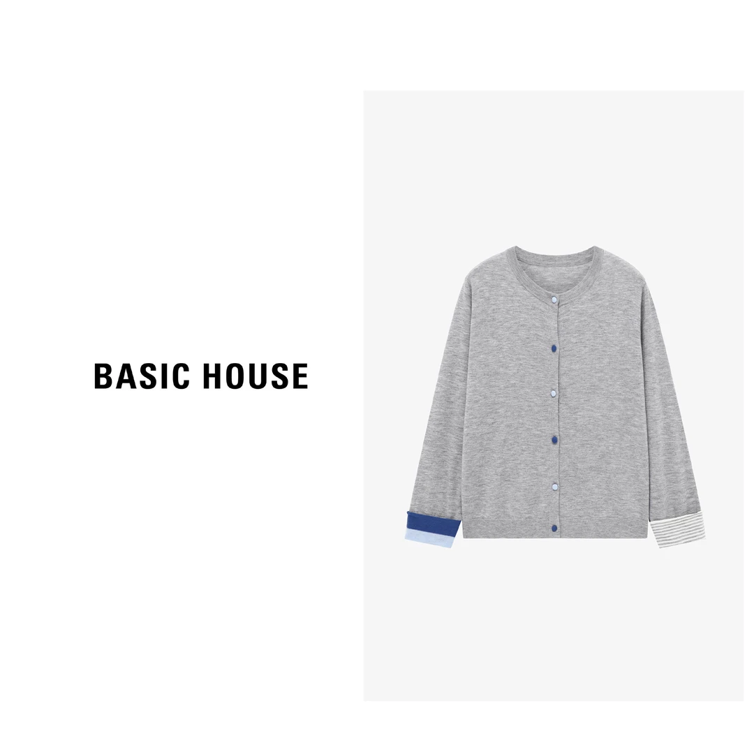 Basic House/百家好春季时尚休闲百搭简约舒适针织衫-B0625H5I662