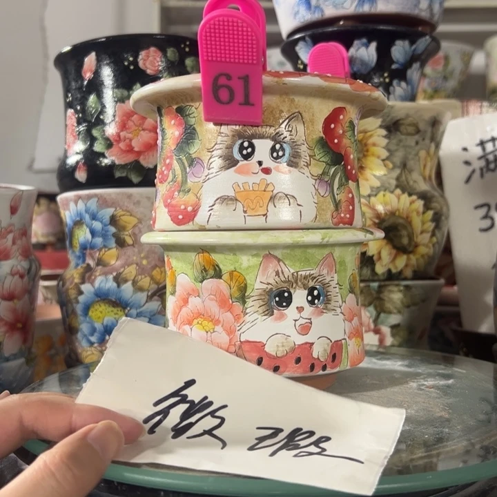 M****景德镇手绘花盆满38包邮偏远地区除外