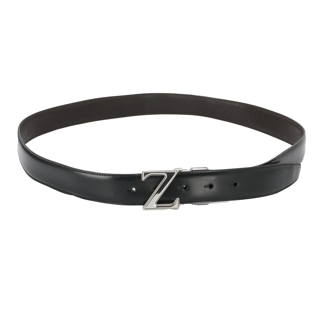 95新 ZEGNA 未使用 ZEGNA ZZ男士百搭真皮腰带 BDUK1F9265