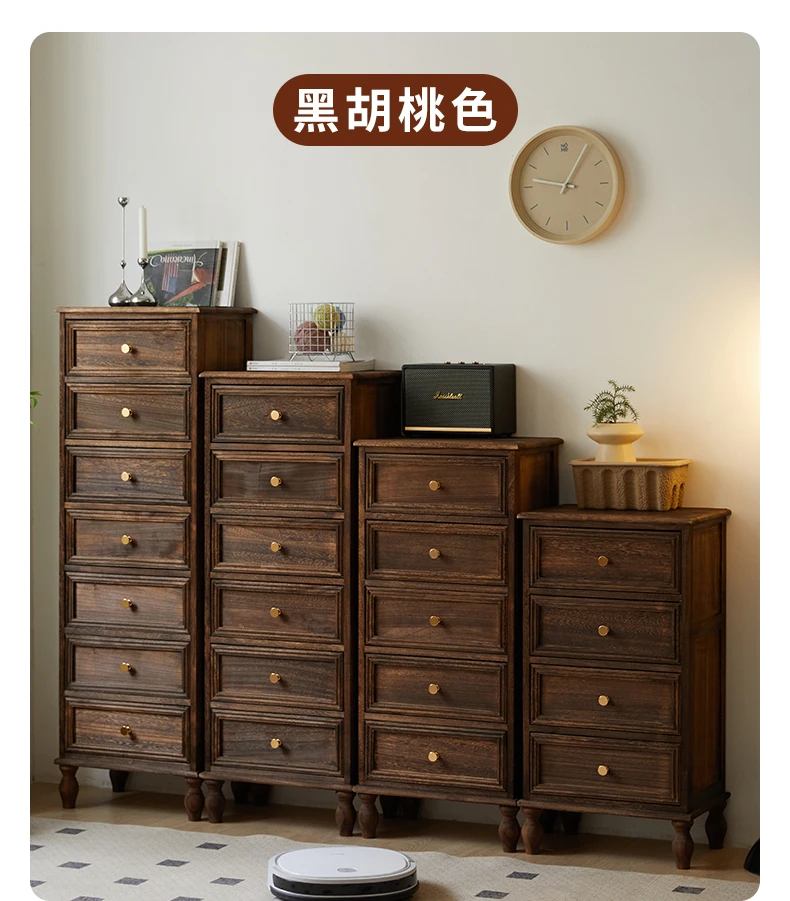 45*32实木收纳柜多层客厅柜美式五斗柜卧室储物柜边柜阳台抽屉柜