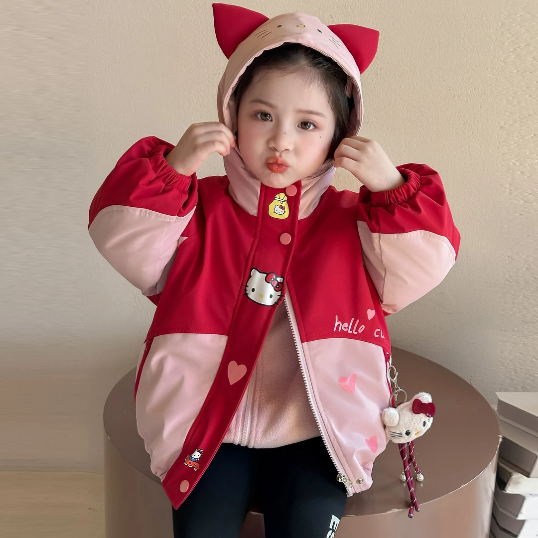 女童外套儿童韩版洋气冲锋衣两件套小女孩宝宝冬装2025新款夹克潮