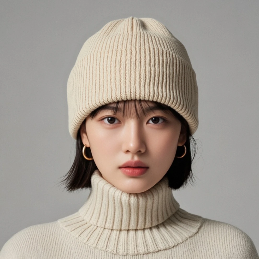 櫟丝御锦柞蚕丝秋冬针织帽时尚百搭纯色保暖通用帽子冷帽冬天518