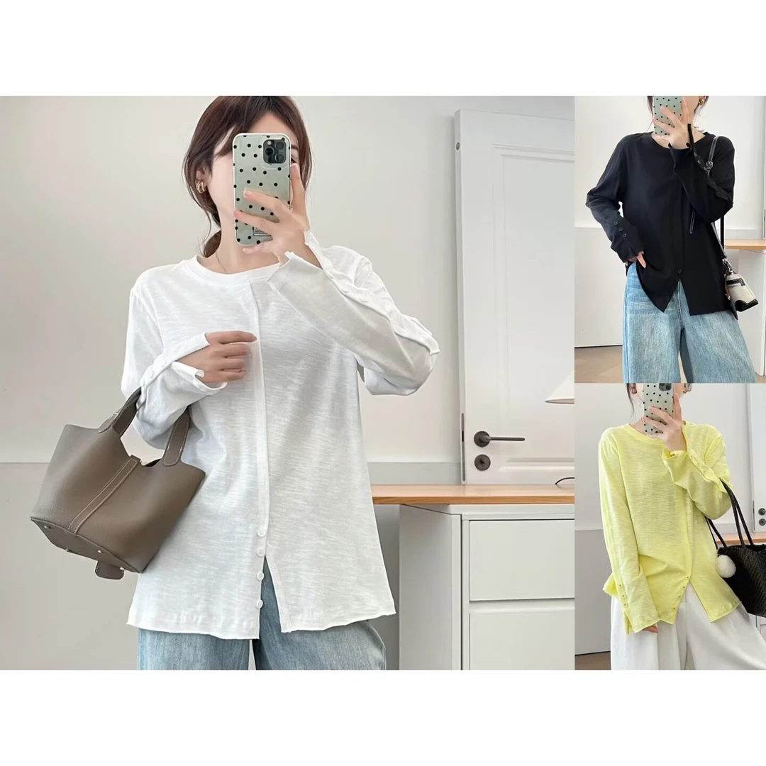 大码女装 胸108-132洋气个性韩版开衩上衣2556#