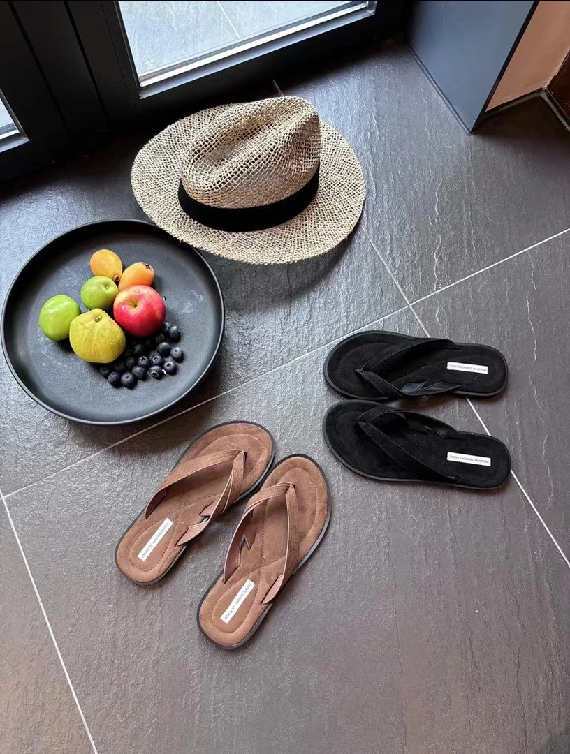 LM福秒（9XZL720-H18#）爆好看！不对称绒面带夹趾人字拖9-711