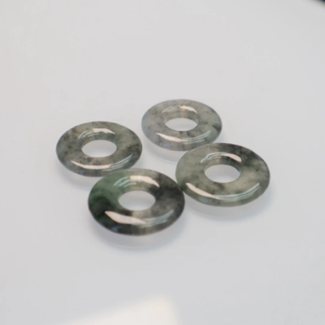 天然A货翡翠乌鸡裸石甜甜圈