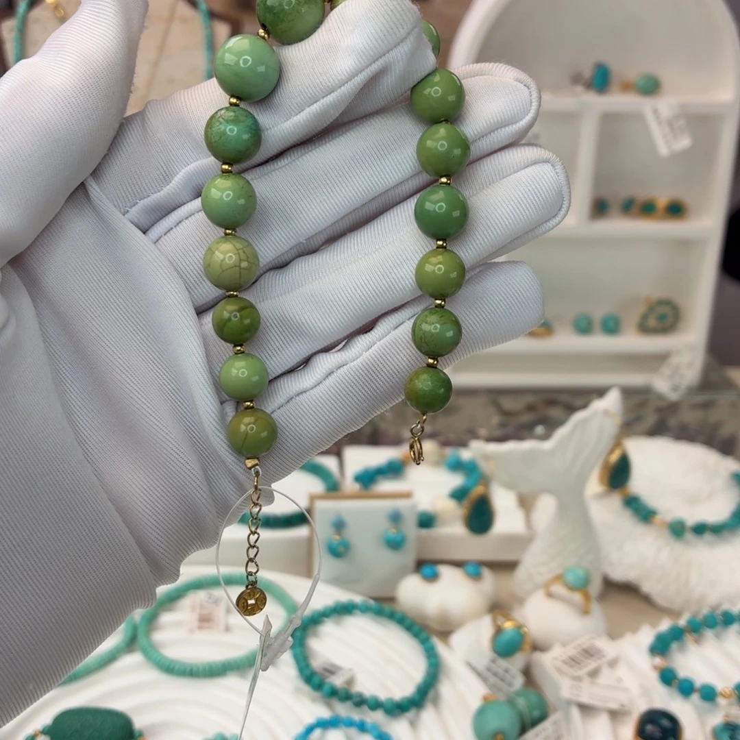 银S925镀金镶嵌绿松石手链