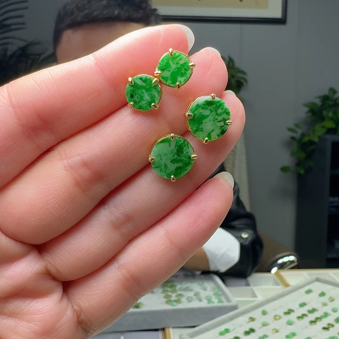 翡翠银S925镶嵌耳饰多样性发货其一