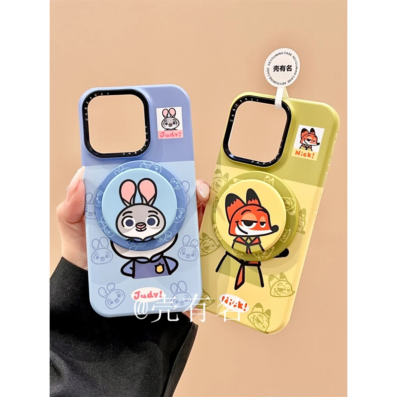卡通疯狂动物城朱迪尼克磁吸支架适用苹果17手机壳iPhone16/15/14