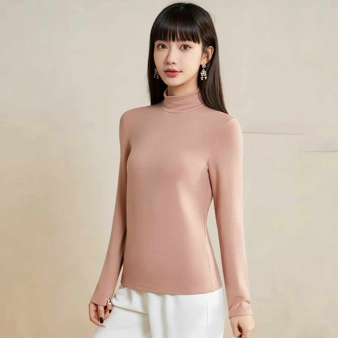 【蚕的故事】桑蚕丝女士秋冬软糯亲肤真丝拉绒半高领保暖长袖上衣