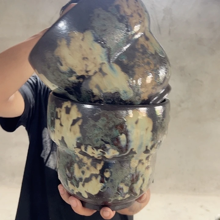 紫砂花盆高20口20