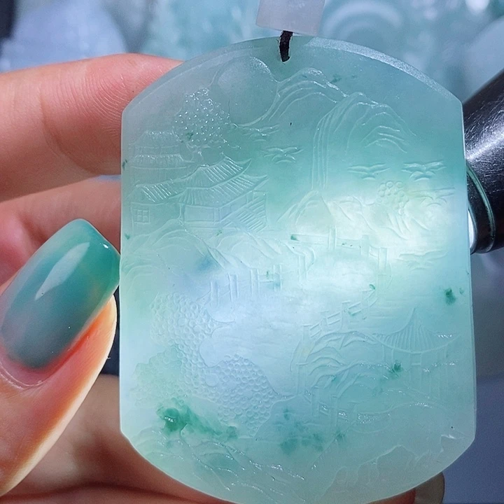 定制翡翠未镶嵌毛货付款后确认抛光