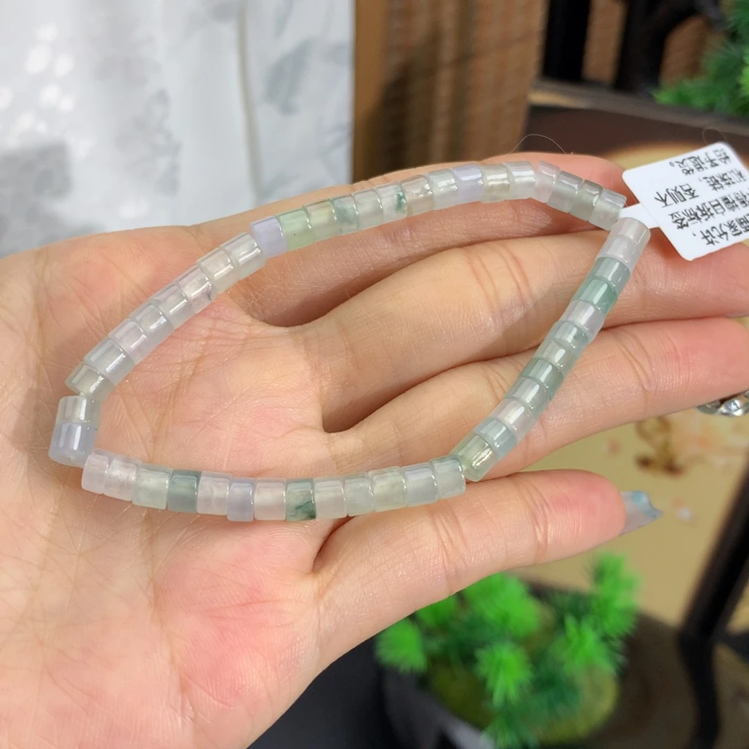 未镶嵌手链翡翠卡4.8冰胶桶珠马卡龙手串