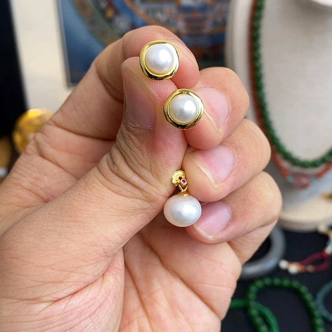 淡水珍珠银S925镶嵌耳饰弟弟GG/9