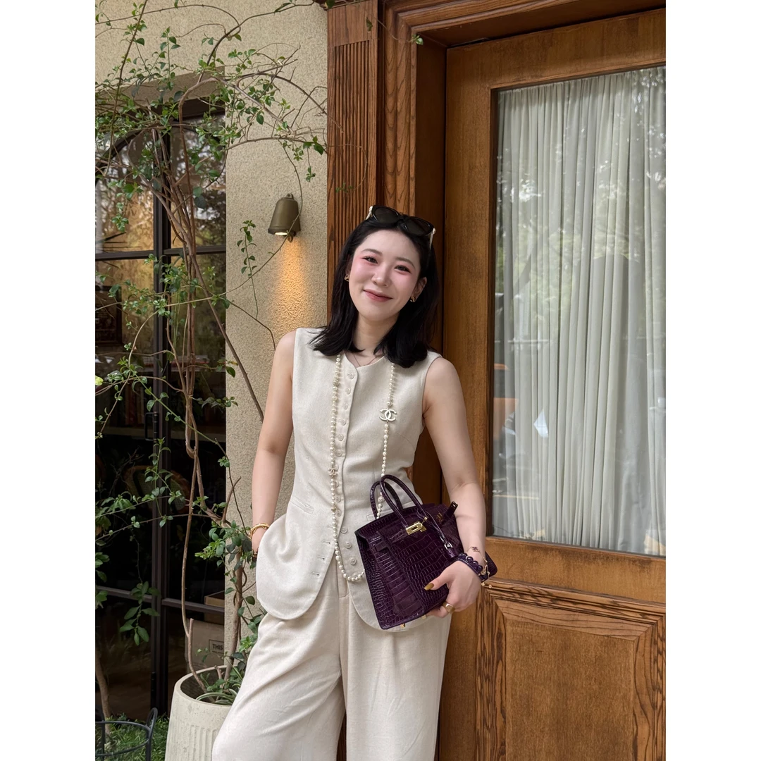 【轻绾青丝】米色棉麻套装