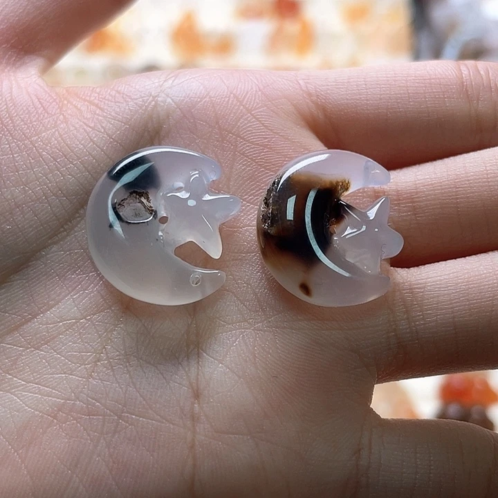 玛瑙/玉髓未镶嵌玛瑙草花星月