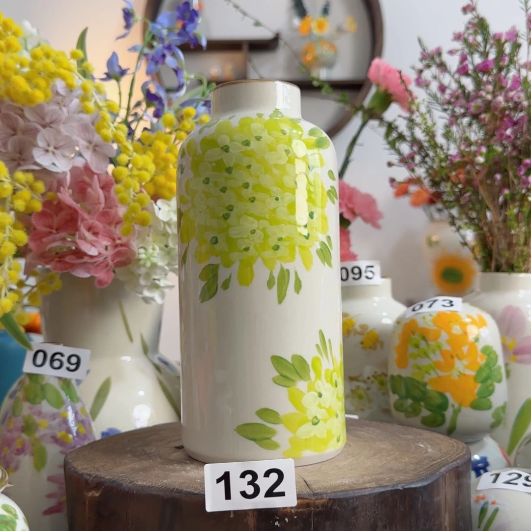 摆件陶瓷手绘小花瓶摆件无孔