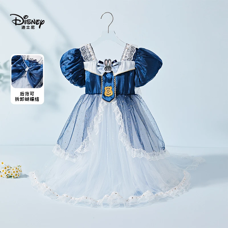 女公主裙夏季连衣裙宝宝夏季裙女宝纱裙蓝色女童宝宝蝴蝶结