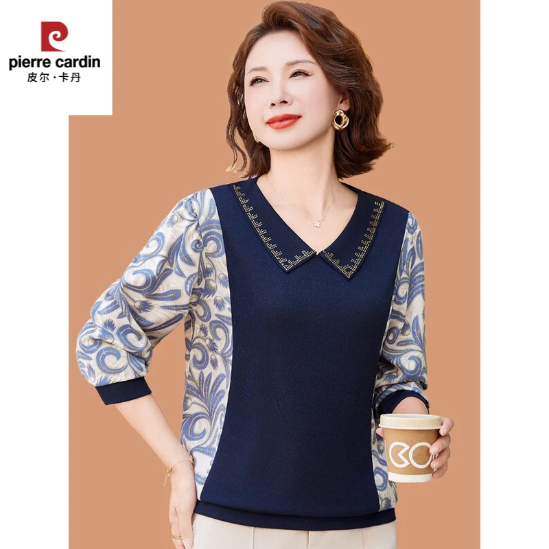 皮尔卡丹妈妈秋装上衣洋气打底衫