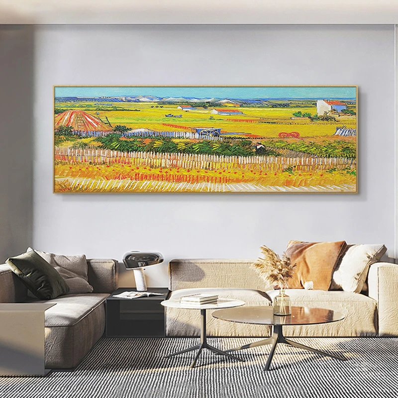 工砂岩稻田丰收装饰画客厅沙发背景墙北欧现代挂画稻田70200