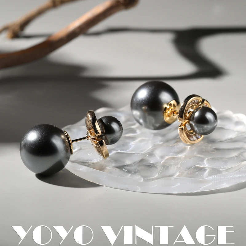 铜合金耳饰 珠光意大利手工女款轻奢小众高级感花朵气质复古耳钉