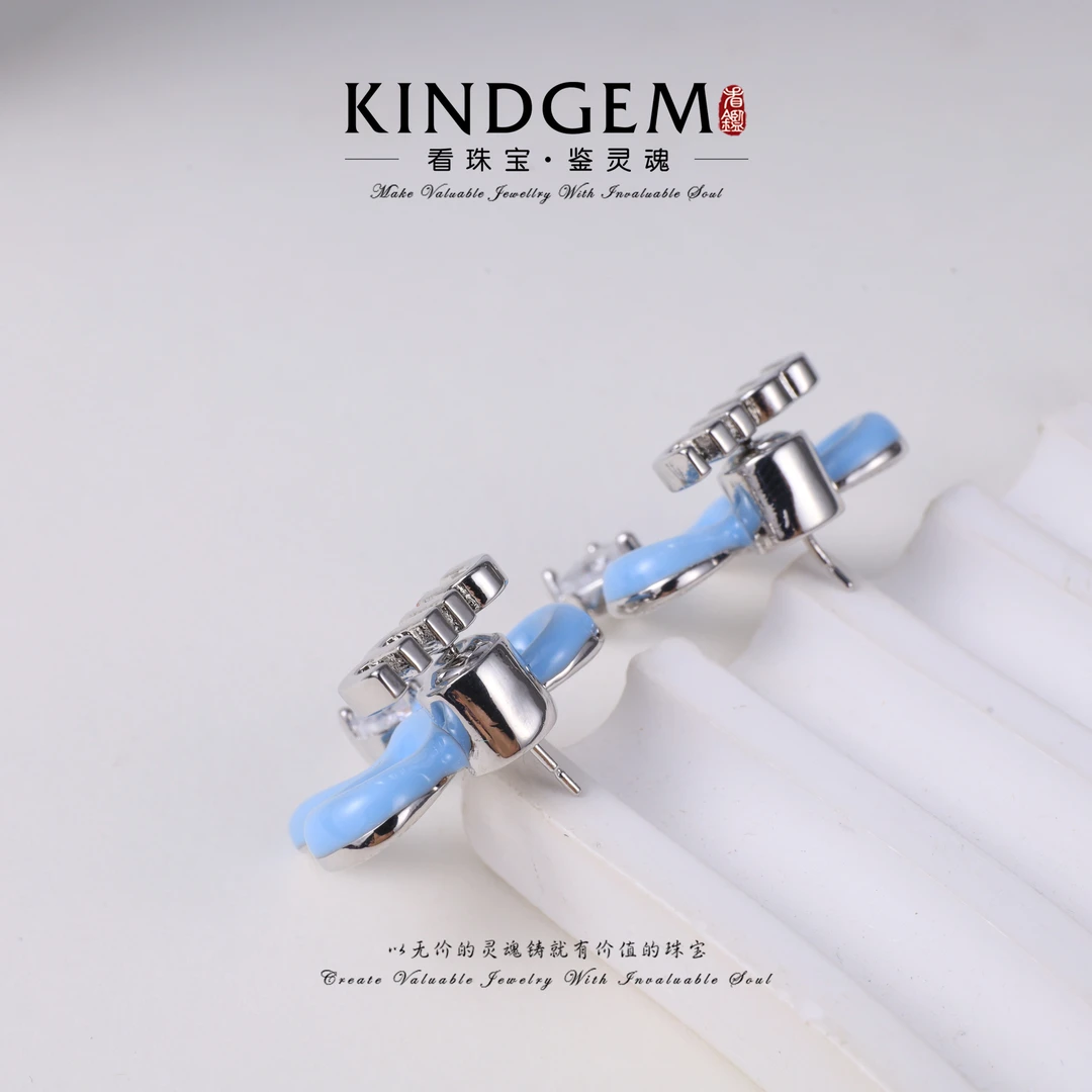 铜合金锆石耳饰 KindGem 夏天款清新设计款高级感耳环 C-36746