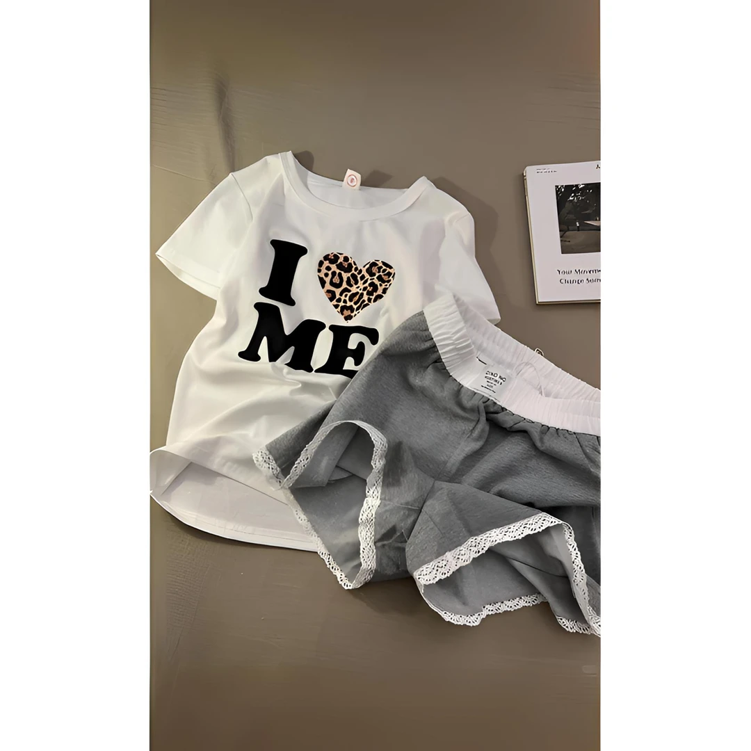 【时尚豹纹】韩版宽松短袖睡衣女2025夏季新款家居服蕾丝边短裤套装