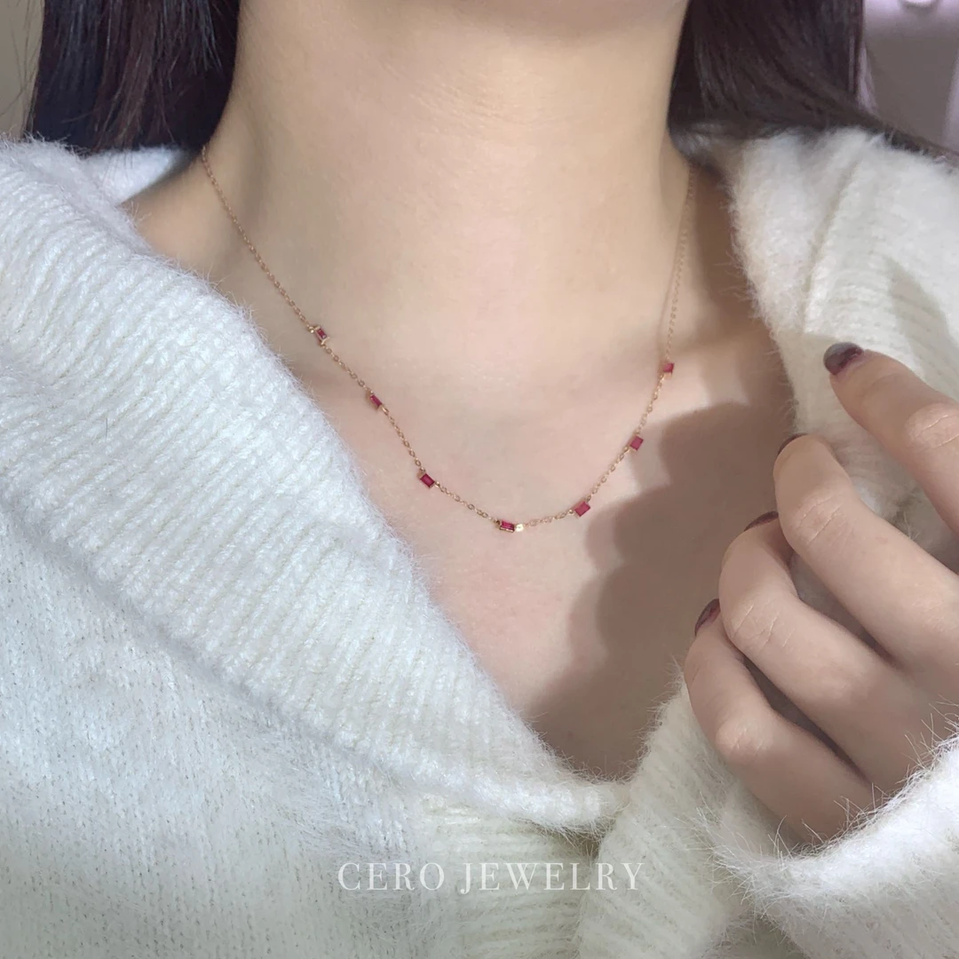 CERO 【公主专属】18K金70分红宝石满天星项链AA0044