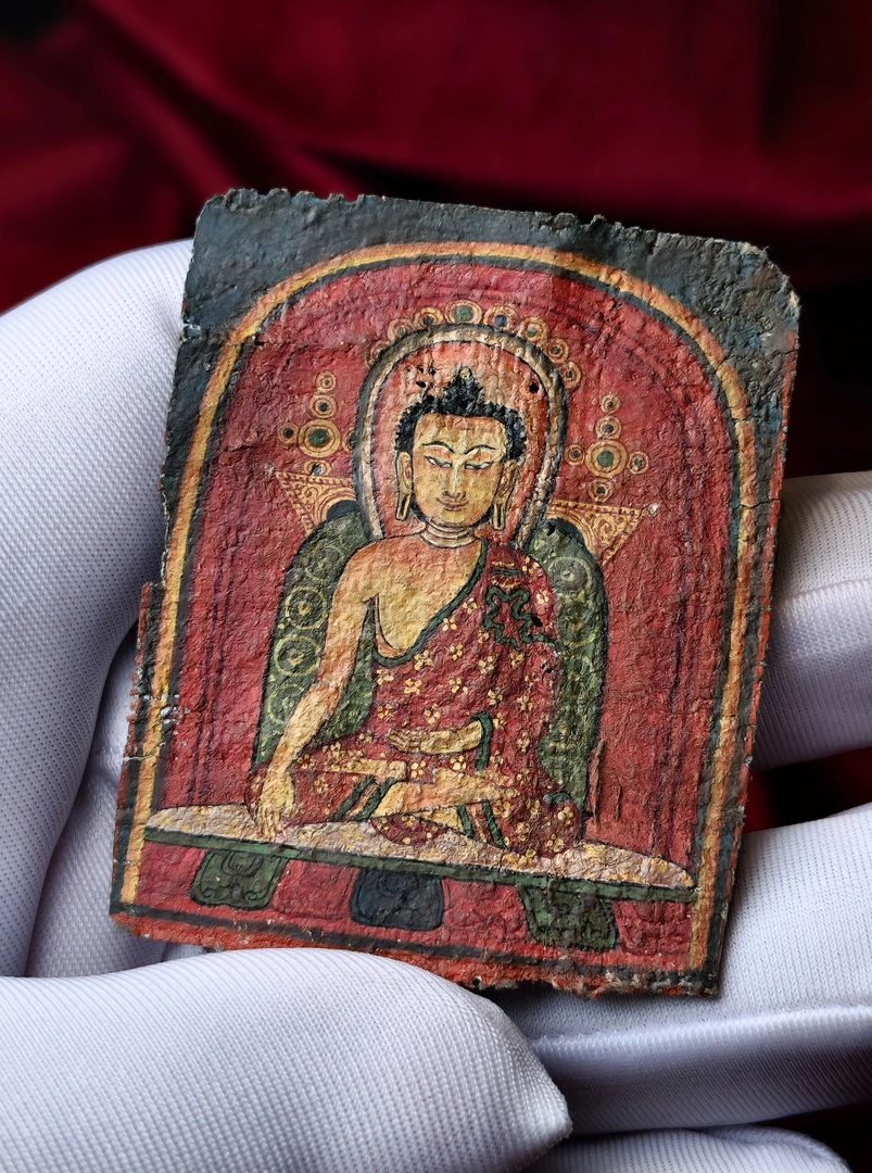 纯手绘藏卡老Gong布释迦纯矿物颜料拉萨直发（嘎松Du家）