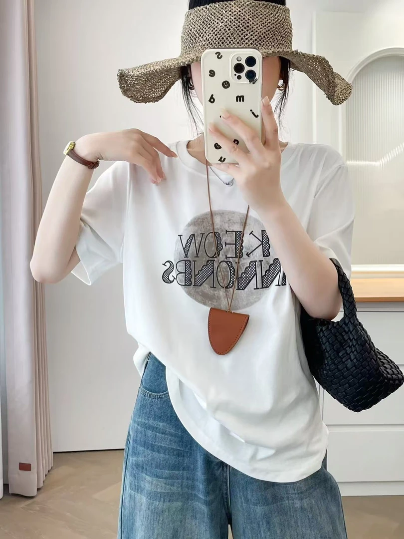 【萨萨BeFirm】字母印花大版韩版宽松卡通微胖小个子t恤白色圆领
