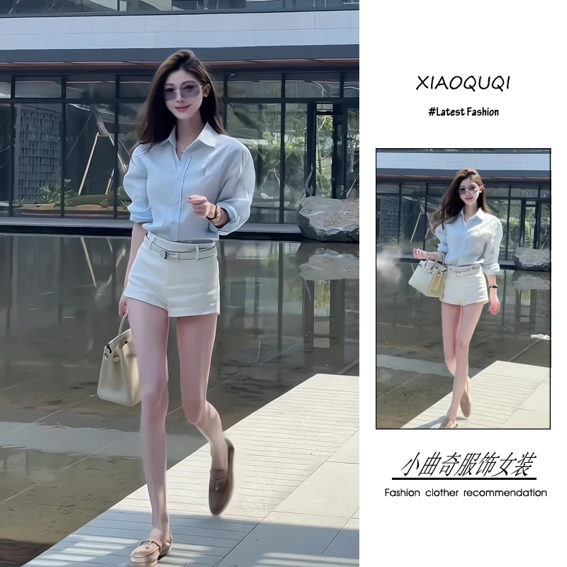 夏季2025年新款一整套女装韩系穿搭御姐风气质衬衫短裤洋气两件套