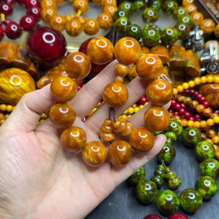 松木琥珀木文玩手串